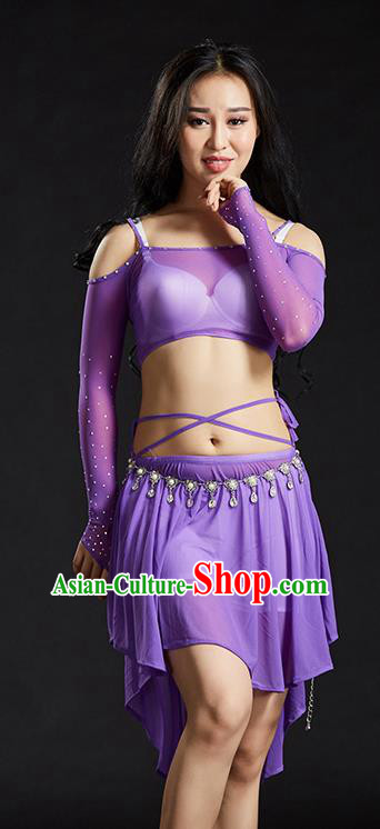 Indian Belly Dance Purple Dress Classical Traditional Oriental Dance Performance Costume for Women