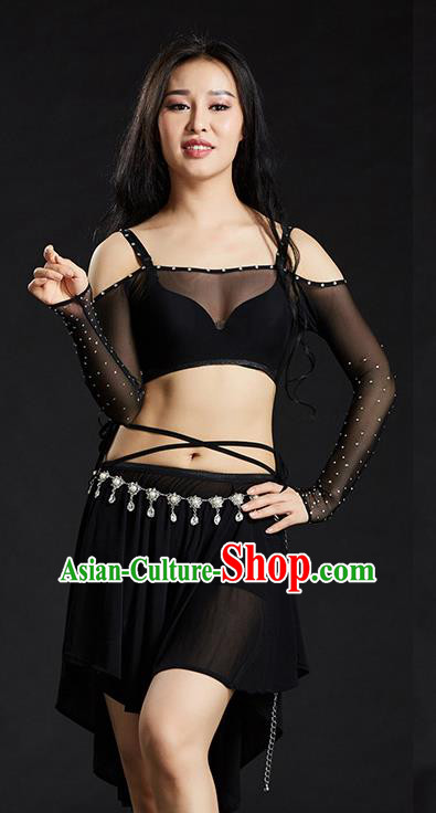 Indian Belly Dance Black Dress Classical Traditional Oriental Dance Performance Costume for Women
