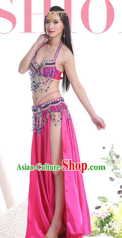 Indian Oriental Belly Dance Performance Costume Traditional Raks Sharki Dance Rosy Dress for Women