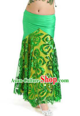 Top Indian Belly Dance Children Green Skirt India Traditional Oriental Dance Performance Costume for Kids
