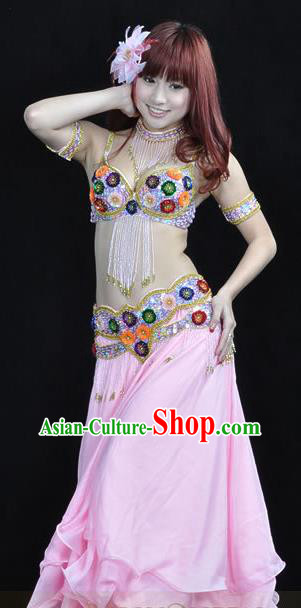 Indian Traditional Belly Dance Performance Costume Classical Oriental Dance Pink Dress for Women