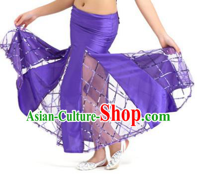 Indian Traditional Belly Dance Performance Costume Classical Oriental Dance Purple Fishtail Skirt for Kids