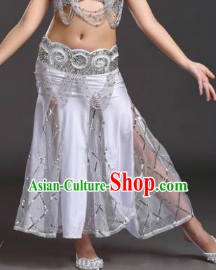 Indian Traditional Belly Dance Performance Costume Classical Oriental Dance White Fishtail Skirt for Kids