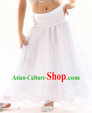Indian Traditional Belly Dance Performance Costume White Skirt Classical Oriental Dance Clothing for Kids