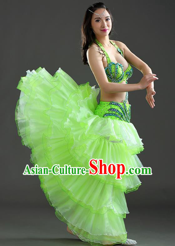 Indian Traditional Belly Dance Performance Light Green Dress Classical Oriental Dance Costume for Women