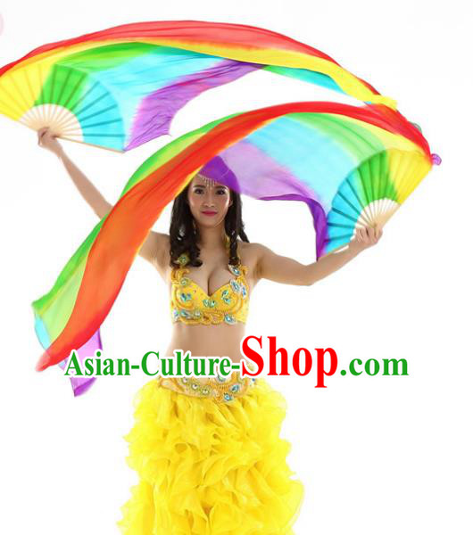 Indian Belly Dance Props Folding Fans Stage Performance Ribbon Fan for Women