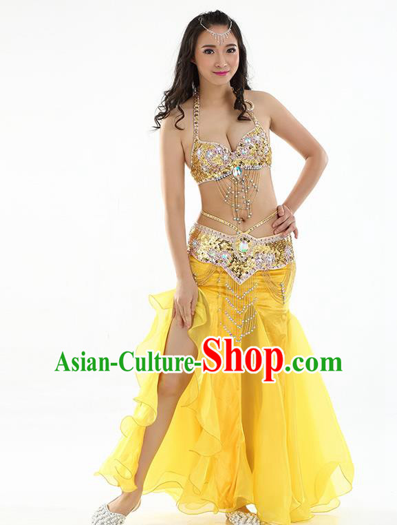 Top Indian Belly Dance India Traditional Raks Sharki Yellow Dress Oriental Dance Costume for Women
