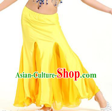 Asian Indian Belly Dance Yellow Fishtail Skirt Stage Performance Oriental Dance Clothing for Kids