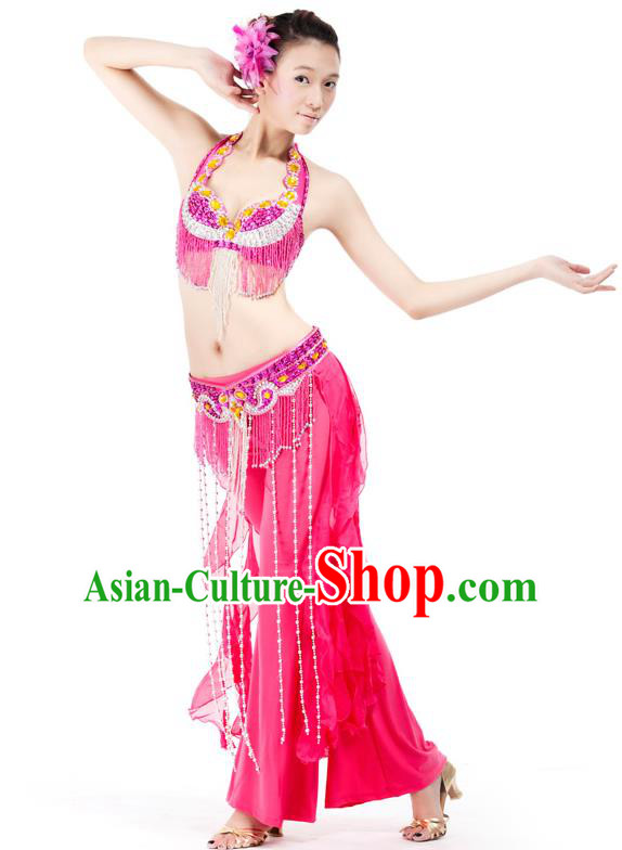 Top Grade Belly Dance Rosy Uniform Indian Raks Sharki Oriental Dance Clothing for Women