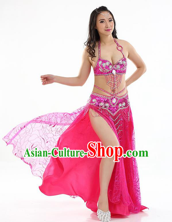 Top Grade Bollywood Belly Dance Rosy Dress Indian Raks Sharki Oriental Dance Clothing for Women