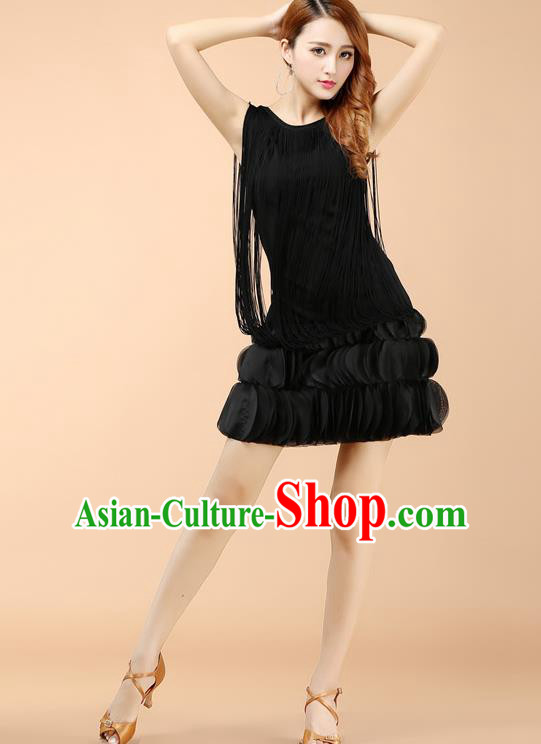 Top Grade Latin Dance Black Dress Ballroom Dance Modern Dance Clothing for Women