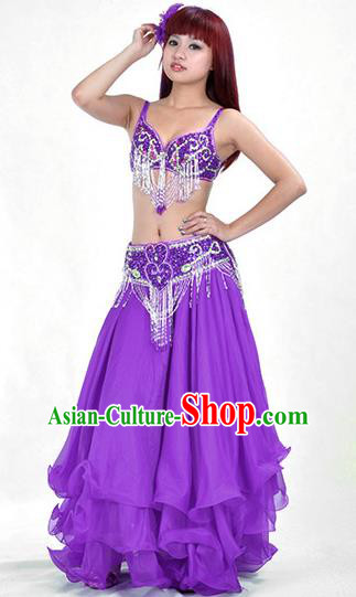 Traditional Bollywood Belly Dance Purple Dress Indian Oriental Dance Costume for Women