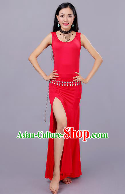 Traditional Belly Dance Training Red Dress Indian Oriental Dance Costume for Women