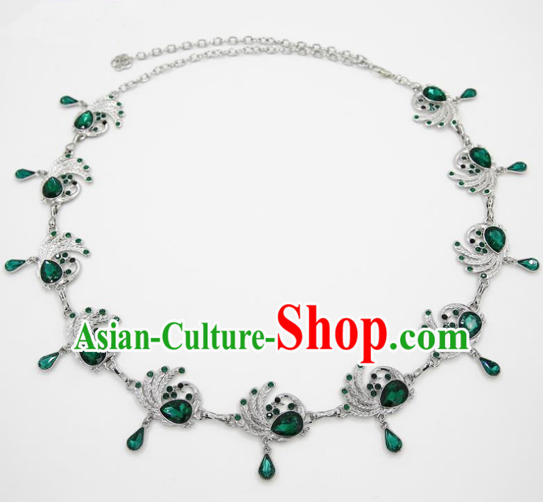 Indian Belly Dance Green Crystal Peacock Waist Chain Accessories Waistband India Raks Sharki Belts for Women