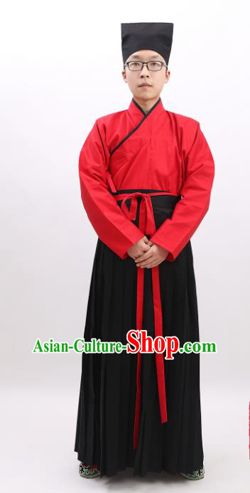 Chinese Ancient Han Dynasty Scholar Costume Confucianist Hanfu Clothing for Men