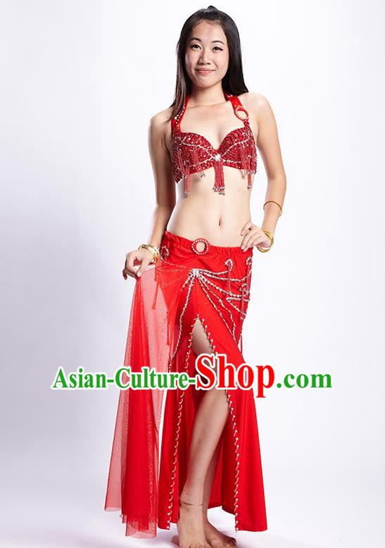 Top Grade Performance Clothing Belly Dance Red Dress Indian Oriental Dance Costume for Women