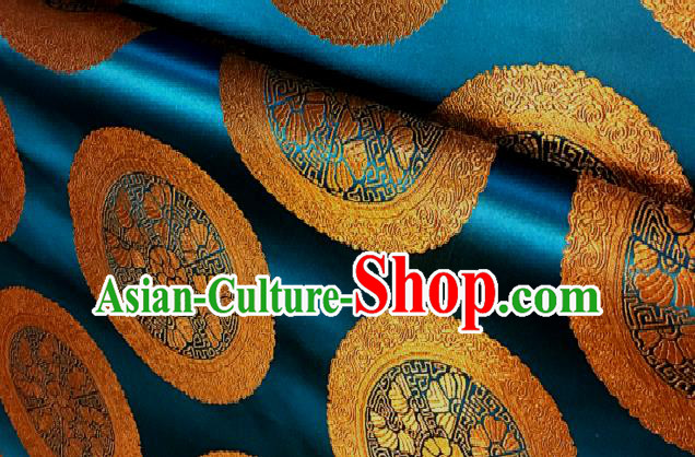 Chinese Traditional Fabric Palace Pattern Design Blue Brocade Chinese Mongolian Robe Fabric Asian Material