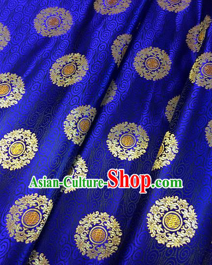 Chinese Traditional Fabric Tang Suit Royal Pattern Royalblue Brocade Chinese Fabric Asian Tibetan Robe Material