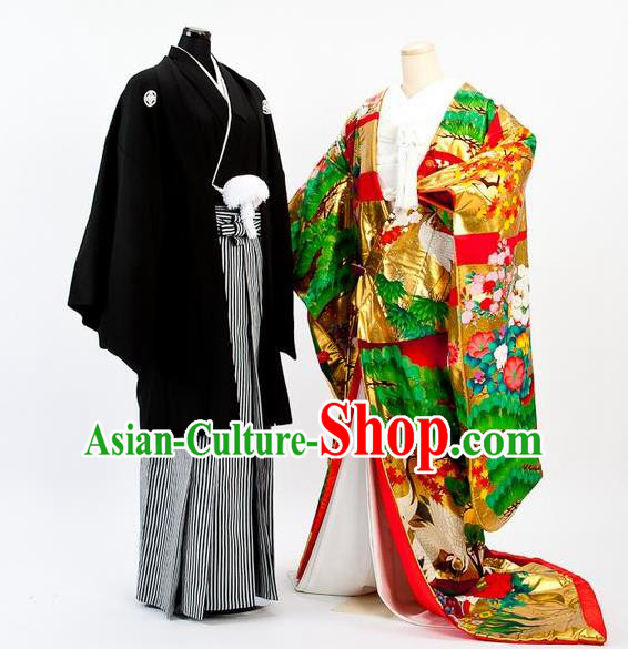 Traditional Japanese Wedding Costumes Bride and Bridegroom Kimono Clothing for Women for Men