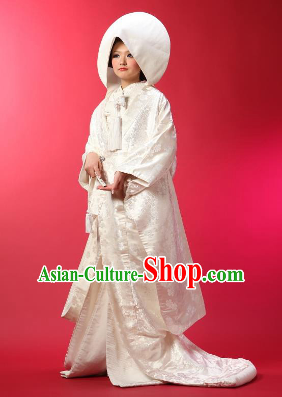 Traditional Asian Japan Geisha Costume Japanese Wedding White Yukata Dress Furisode Kimono for Women