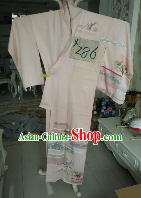 Traditional Japan Costume Female Pink Furisode Kimono Japanese Geisha Yukata Dress for Women