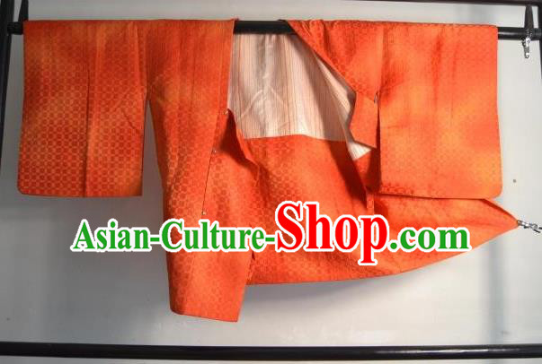Japanese Traditional Hakama Kimono Japan Orange Haori Shirts Apparel Yukata Costume for Men