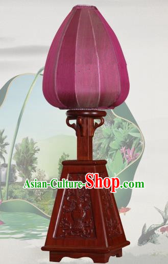 Handmade Traditional Chinese Lantern Desk Lamp Purple Silk Lanern New Year Lantern