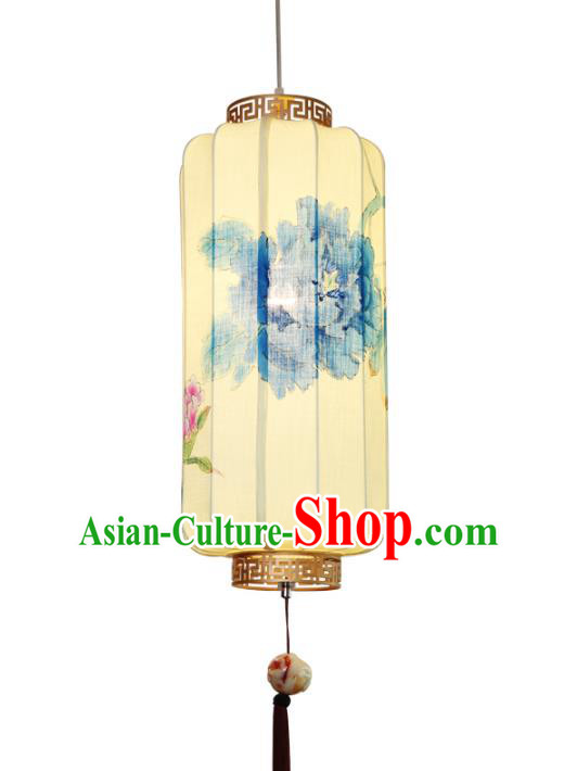 Handmade Traditional Chinese Linen Lantern Ceiling Lanterns Hand Painting Peony Lanern New Year Lantern