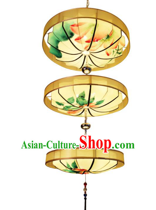 Handmade Traditional Chinese Ancient Lantern Ceiling Lanterns Hand Painting Lotus Lanern