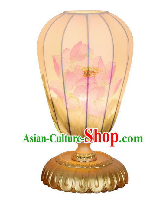 Handmade Traditional Chinese Lantern Printing Lotus Desk Lamp Palace Lantern