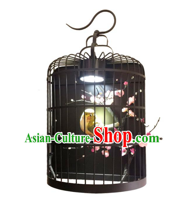 Handmade Traditional Chinese Lantern Birdcage Wintersweet Desk Lamp Palace Lantern