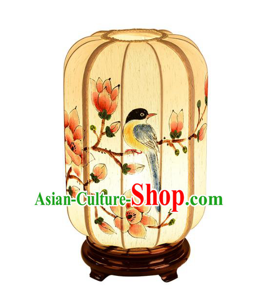 Handmade Traditional Chinese Lantern Hand Painting Flowers Bird Desk Lamp Palace Lantern