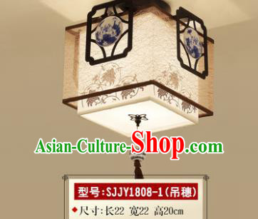 Asian China Traditional Handmade Lantern Blue and White Porcelain Ceiling Lamp Ancient Palace Lanern