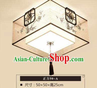 Traditional Chinese Handmade Lantern Classical Bamboo Square Ceiling Lamp Ancient Lanern