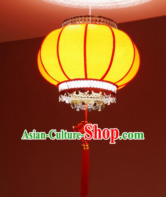 Asian China Traditional Handmade Lantern New Year Yellow Parchment Lanterns Ceiling Lamp Ancient Palace Lanern