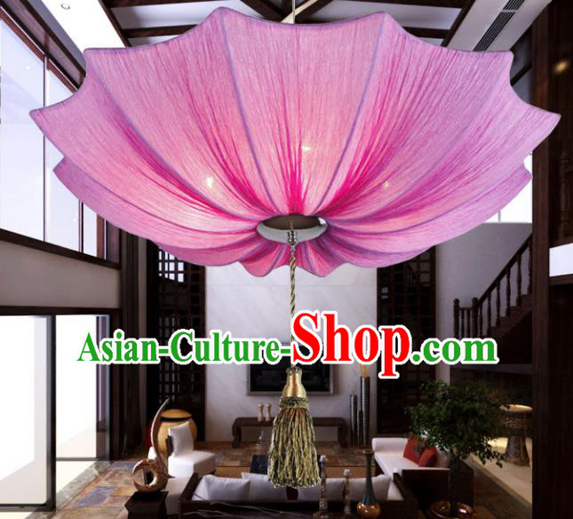 Asian China Traditional Handmade Lantern Red Lotus Umbrella Lanterns Ceiling Lamp Ancient Palace Lanern