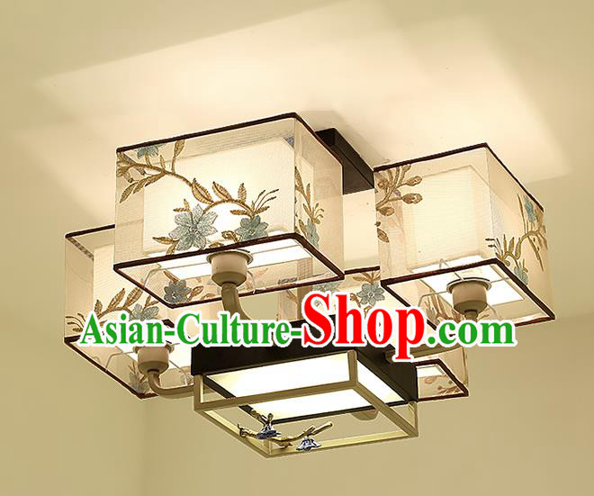 Traditional China Handmade Embroidered Lantern Ancient Four-pieces Lanterns Palace Ceiling Lamp