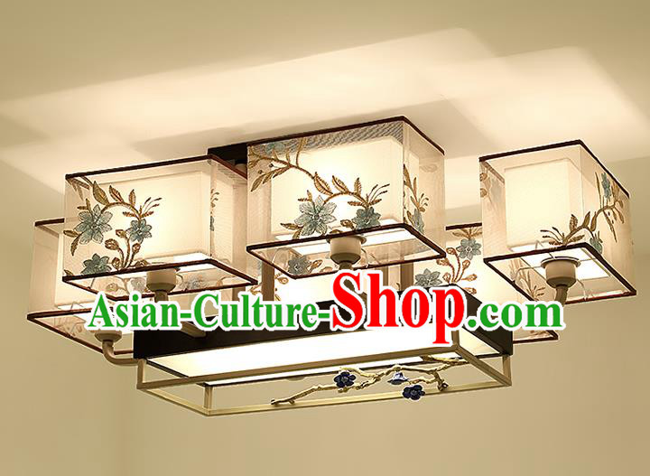 Traditional China Handmade Embroidered Lantern Ancient Six-pieces Lanterns Palace Ceiling Lamp