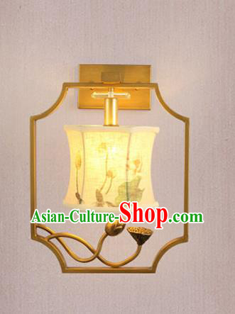 Traditional Asian Chinese Lantern China Ancient Printing Lotus Wall Lamp Palace Lantern