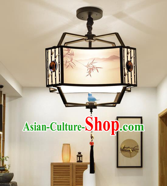 Traditional China Handmade Printing Bamboo Lantern Ancient Lanterns Palace Ceiling Lamp