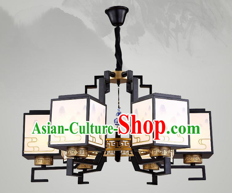 Traditional China Handmade Lantern Ancient Six-Lights Hanging Lanterns Palace Ceiling Lamp