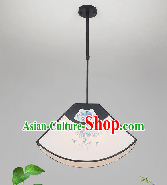 Traditional China Handmade Lantern Ancient Printing Fan Hanging Lanterns Palace Ceiling Lamp