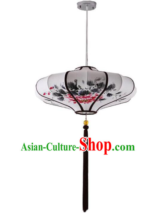 Traditional China Handmade Lantern Ancient Ink Painting Peony Hanging Lanterns Palace Ceiling Lamp