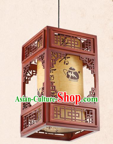 China Handmade Wood Lantern Traditional Parchment Lanterns Palace Hanging Lamp