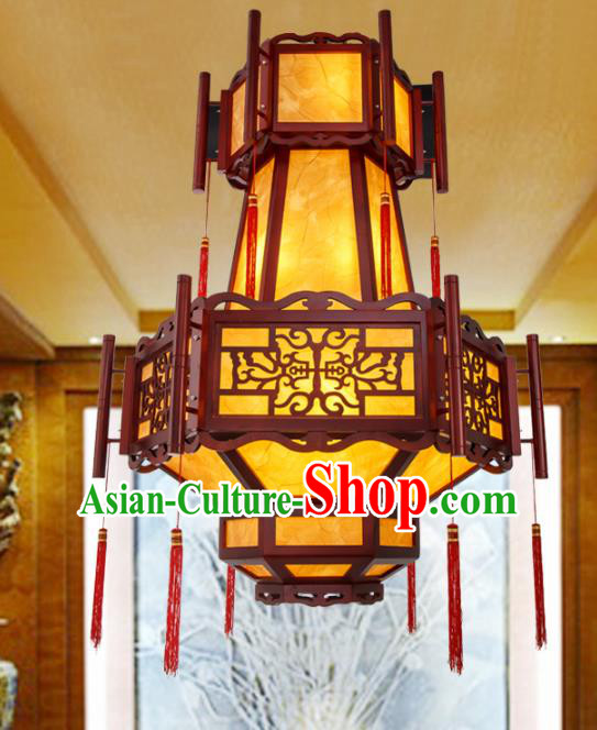 Asian China Handmade Wood Lantern Traditional Ancient Ceiling Lamp Hanging Palace Lanterns