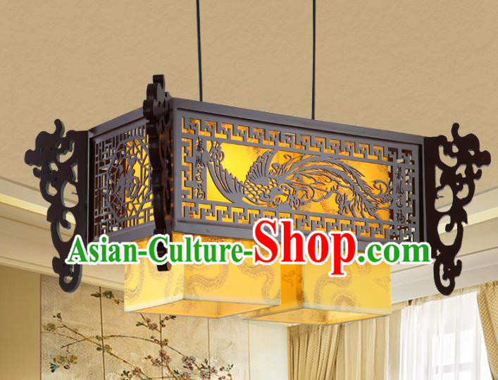 Asian China Handmade Wood Carving Phoenix Lantern Traditional Ancient Ceiling Lamp Palace Lanterns