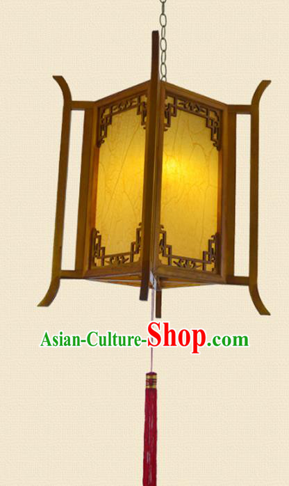 Chinese Handmade Portable Hanging Lantern Traditional Palace Wood Ceiling Lamp Ancient Lanterns