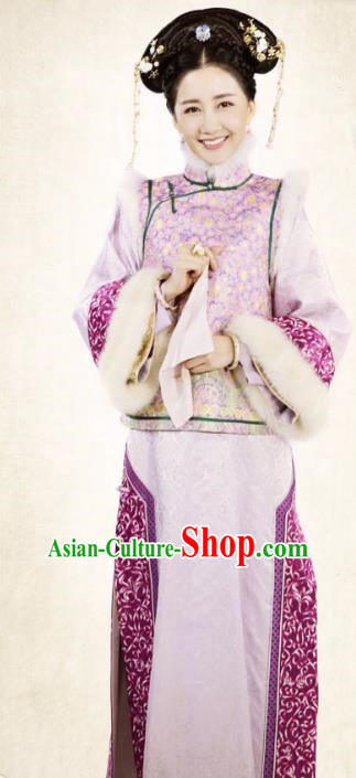 Ancient Chinese Qing Dynasty Shunzhi Empress Embroidered Dress Costume for Women