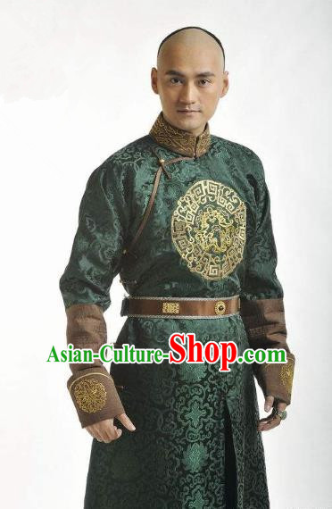 Chinese Qing Dynasty Thirteen Prince of Kangxi Yinxiang Historical Costume Ancient Manchu Nobility Childe Clothing for Men