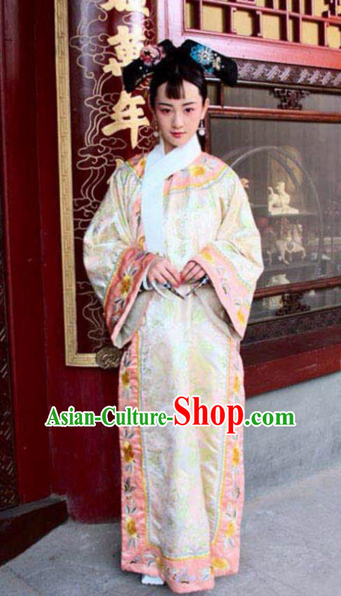 Chinese Qing Dynasty Imperial Consort Zhen of Guangxu Historical Costume Ancient Manchu Lady Clothing for Women